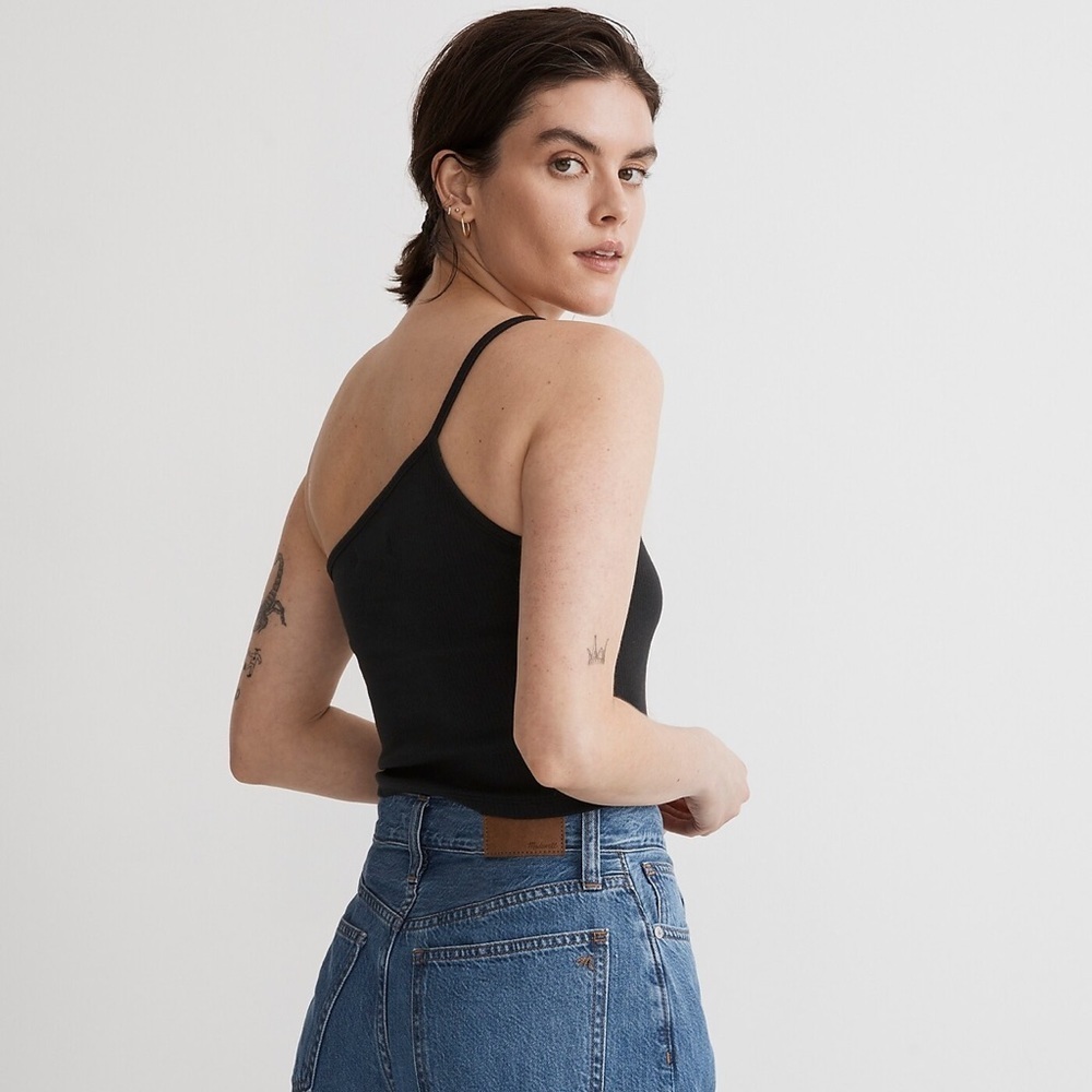 Madewell One-Shoulder Crop Tank in Sleekhold XXS